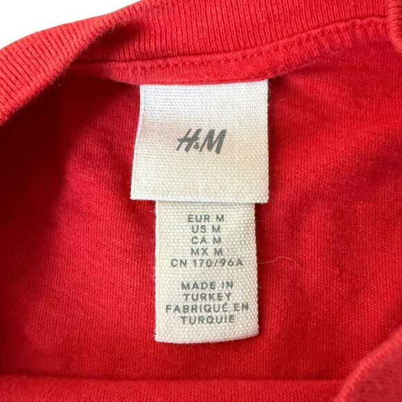 H&M Tee Boxy Cropped Detroit Michigan Red Medium - Picture 4 of 4
